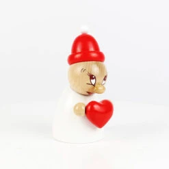 Clumsy Mini Valentine With Wooden Beanie And Small Bobble -Steinbach Shop SN22ORN604 Clumsy Mini Valentine with wooden beanie and small bobble 011