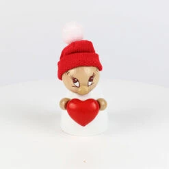 Clumsy Mini Valentine With Fabric Beanie And Big Bobble