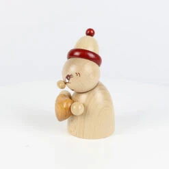 Clumsy Mini Valentine Wooden Natural -Steinbach Shop SN22ORN609 Clumsy Mini Valentine with fabric beanie and big bobble 004