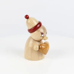 Clumsy Mini Valentine Wooden Natural -Steinbach Shop SN22ORN609 Clumsy Mini Valentine with fabric beanie and big bobble 011